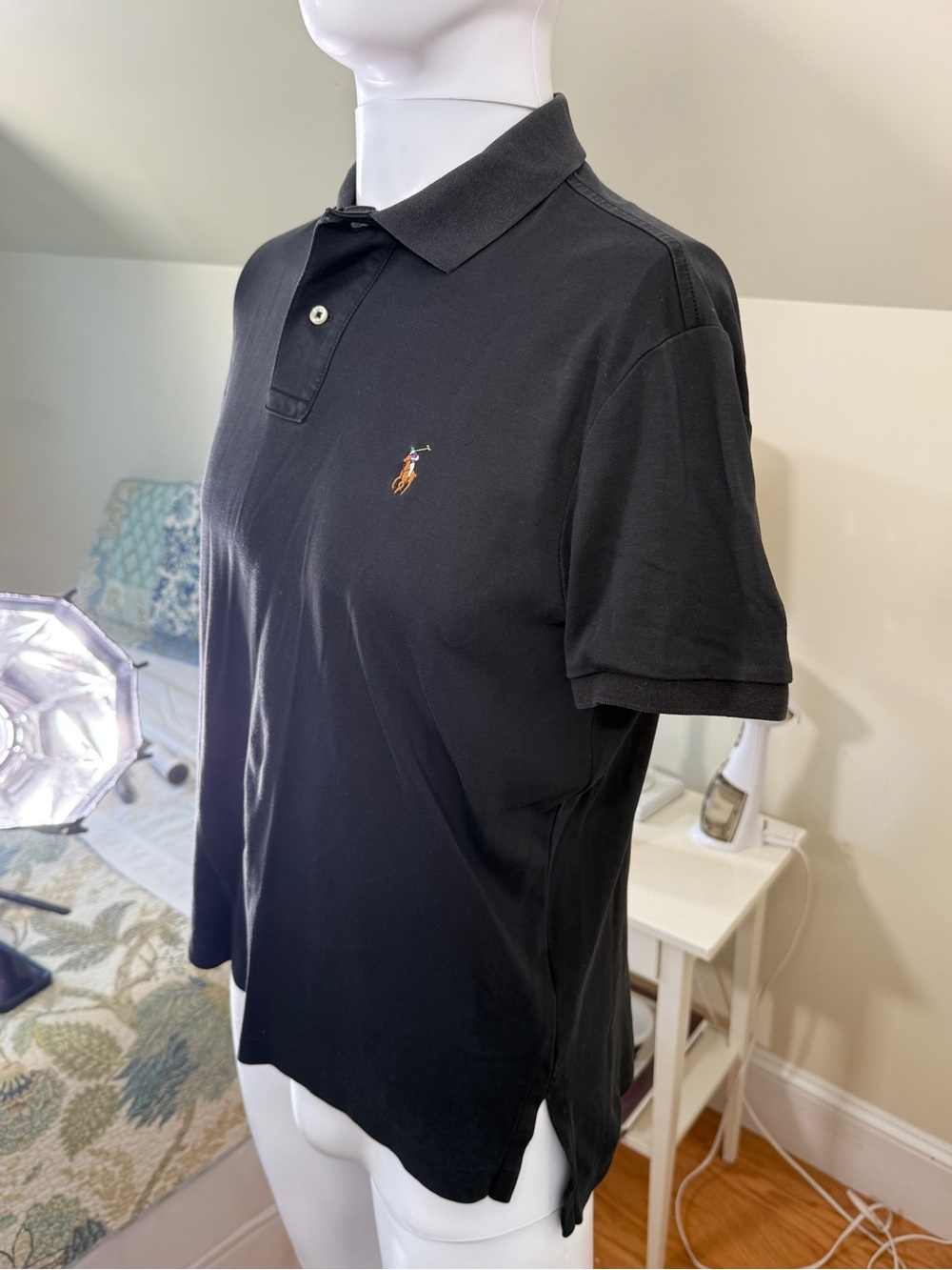 Polo by Ralph Lauren Black Short-Sleeve Cotton Polo with Embroidered Pony - Picture 9 of 12